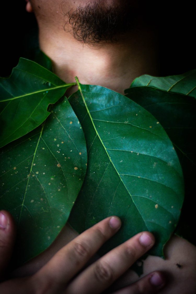 Respiração da mata
Pele e folha, a fronteira entre corpo e natureza se torna quase indistinta.